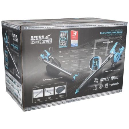 Odkurzacz/dmuchawa akumulatorowa 2x18V DEDRA SAS+ALL DED7194V bezszczotkowy silnik