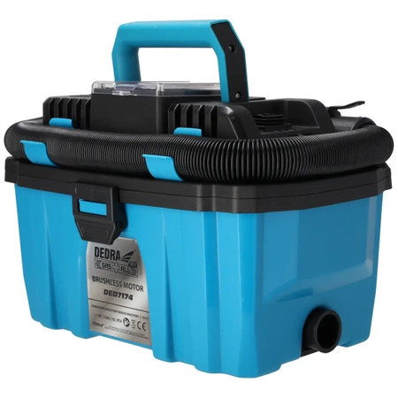 Odkurzacz walizkowy akumulatorowy, silnik bezszczotkowy 18V DEDRA SAS+ALL DED7174 pojemność zbiornika 10l