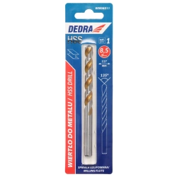 Wiertło do metalu DEDRA WM08511 HSS, Stal 4341, 135°, 8,5x117mm, 1szt