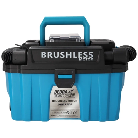 Odkurzacz walizkowy akumulatorowy, silnik bezszczotkowy 18V DEDRA SAS+ALL DED7174 pojemność zbiornika 10l