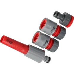 Zestaw 4cz. do nawadniania: zraszacz prosty regulowany, przyłącze kranowe, 2 szybkozłączki GARDEN DEDRA 80N201K